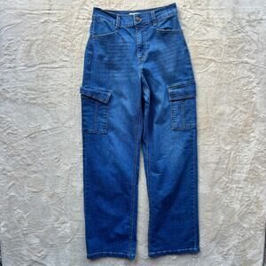 Sofia Jeans by Sofia Vergara Cargo Pants Women's 2 Blue High Rise Denim Jeans